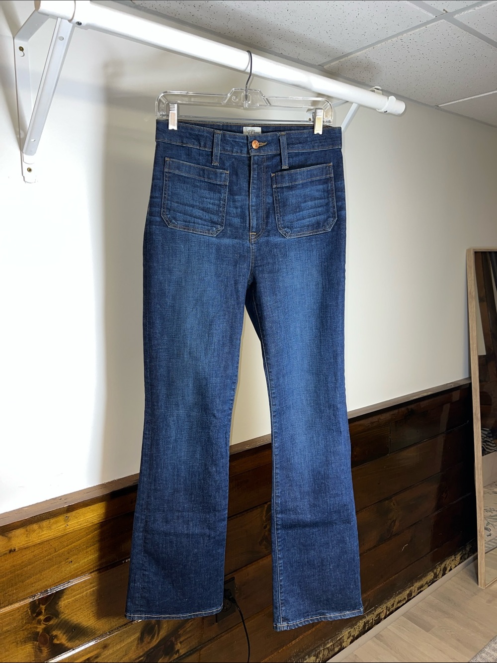 J. Crew Dark Blue Curvy Full Length Demi Boot Jeans- 29